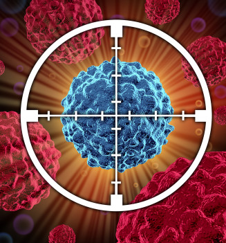 3D rendering of a target aiming at the cancerous cell.