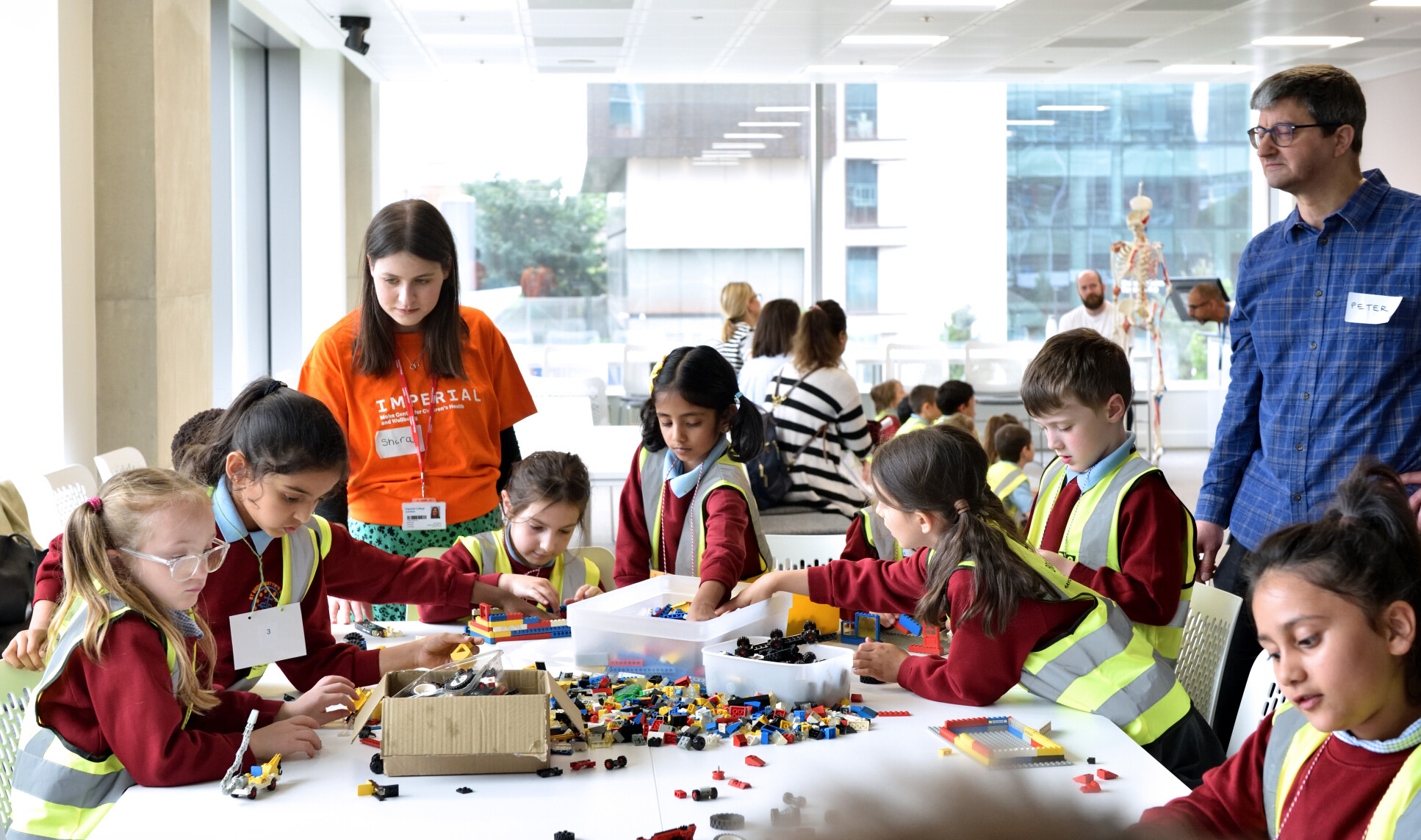 Children playing with lego