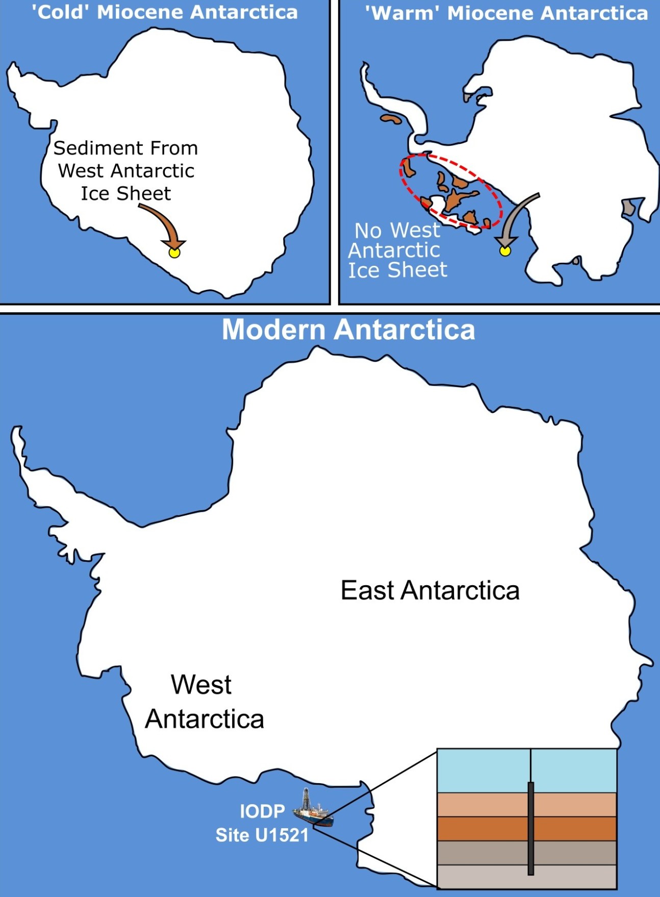 Map of the study site and the extent of the ice sheet