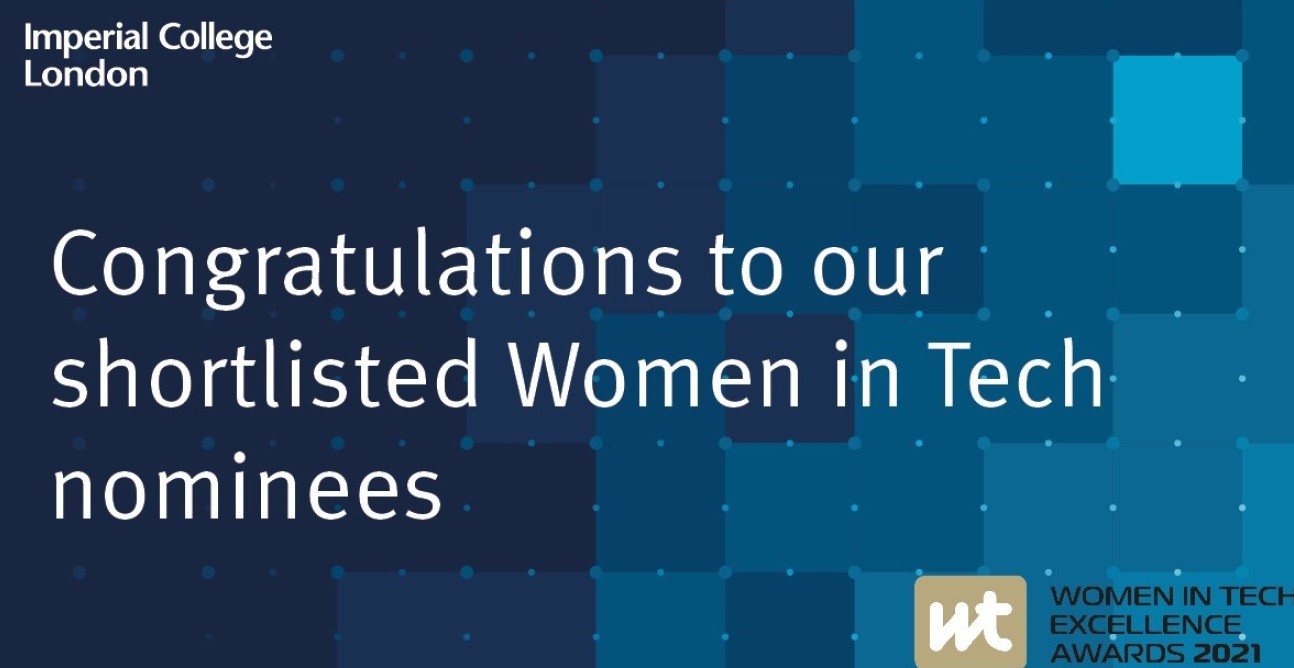 A graphic that reads 'Congratulations to our shortlisted Women in Tech nominees'