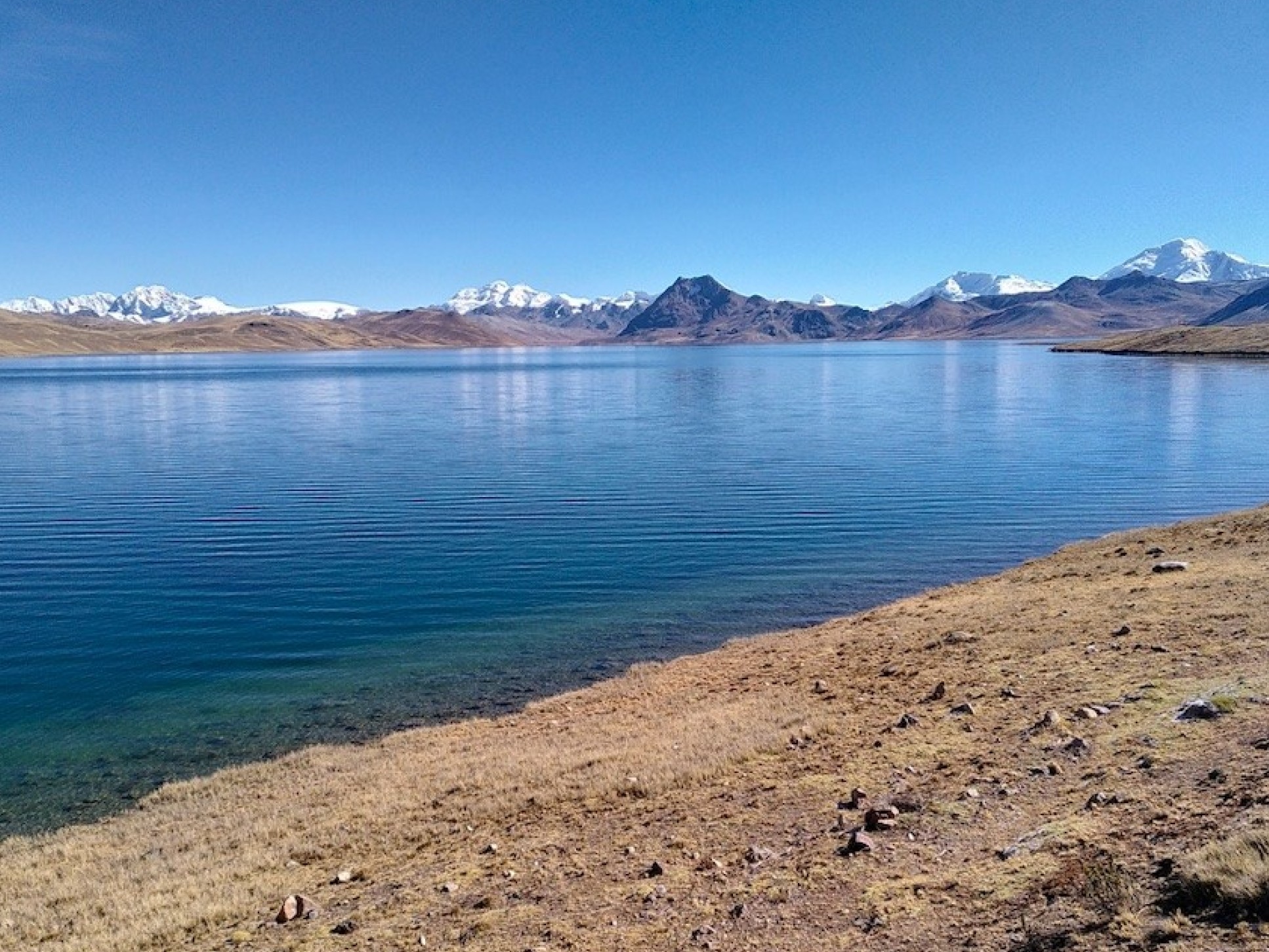 Sibinacocha lake in the upper Vilcanota basin, Peru, affected by glacier shrinkage