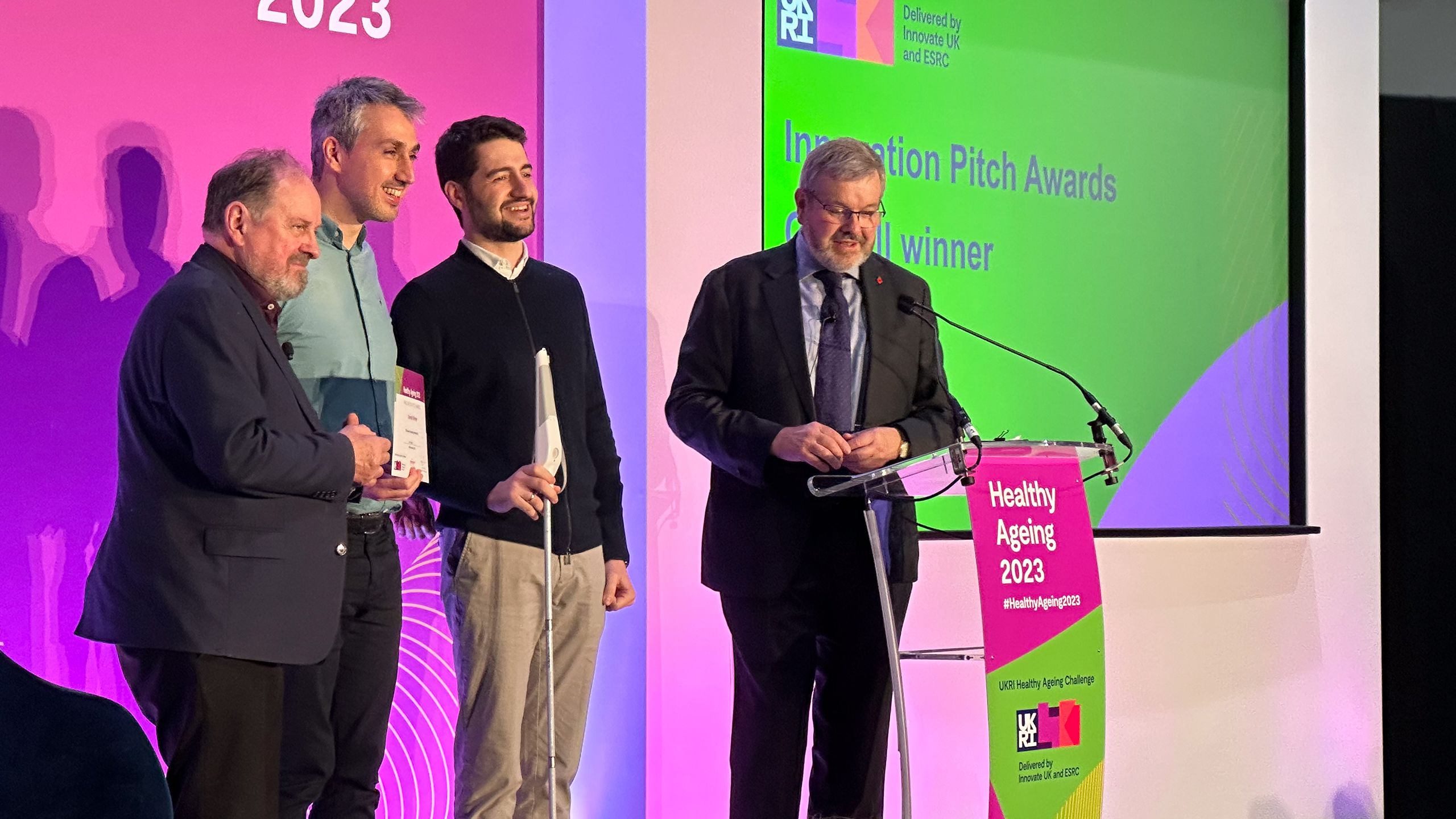 WeWalk announced as UKRI’s Overall Winner of the Innovation Pitches at the Healthy Ageing Conference 2023 in London, UK.