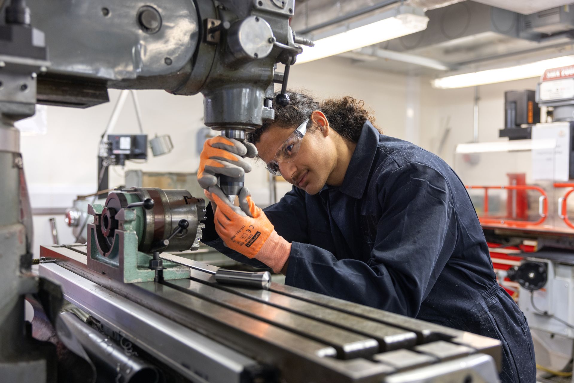 Aeronautics undergraduate student Jayden Jackson working in the student workshop