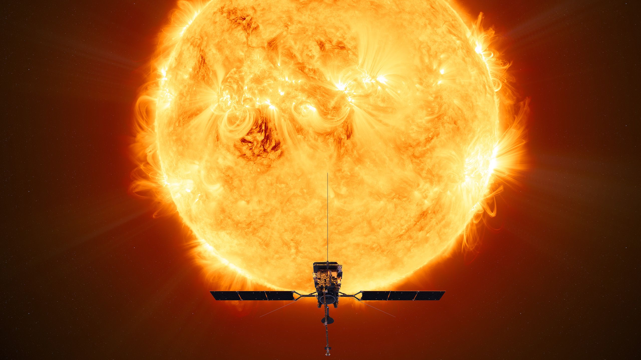 Illustration of a spacecraft facing the sun