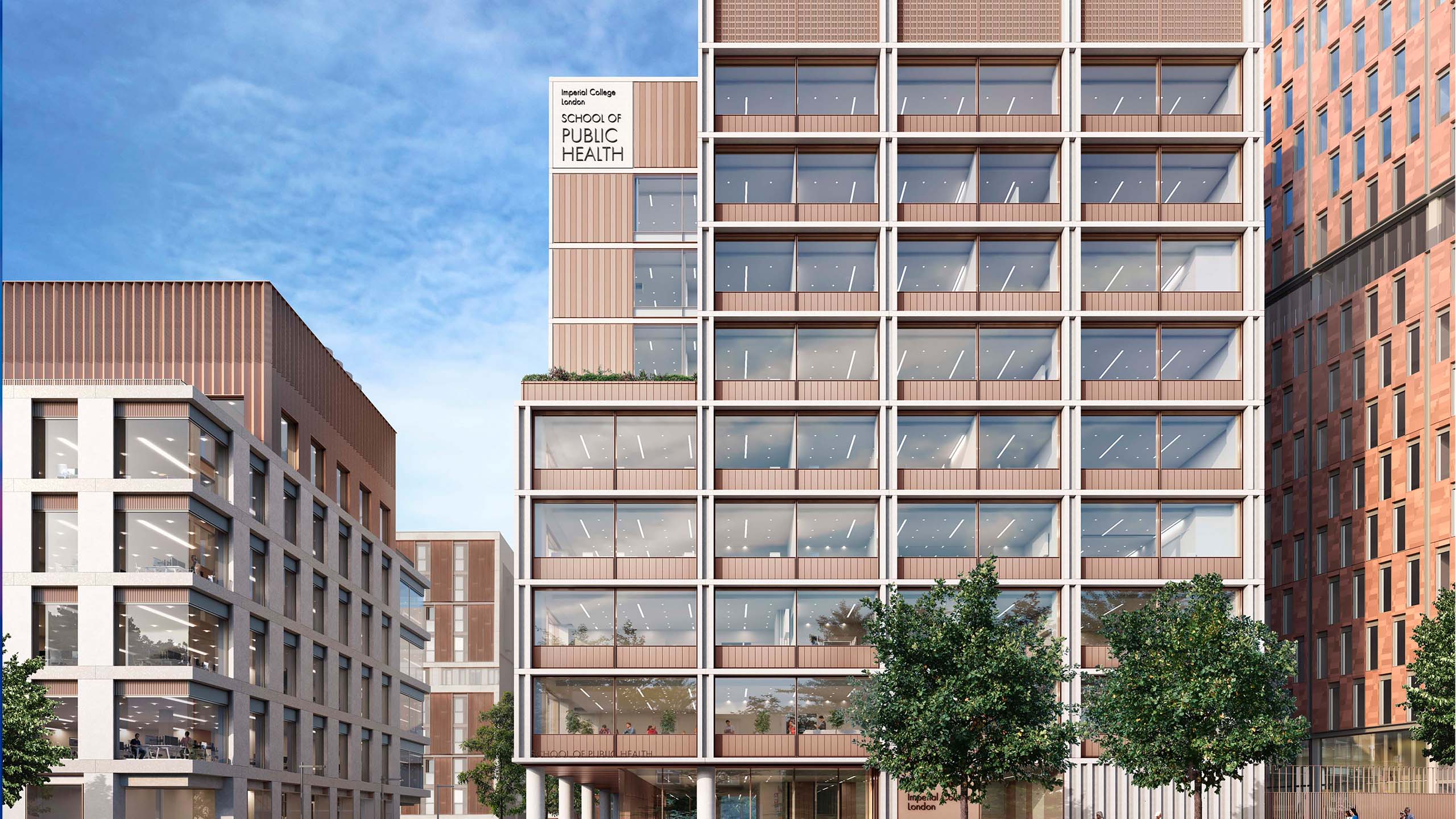 An architect's render of the planned School of Public Health building at imperial College London 