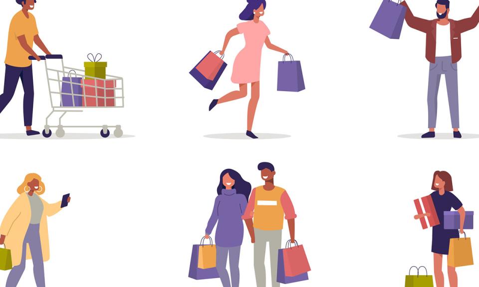Illustration of people shopping