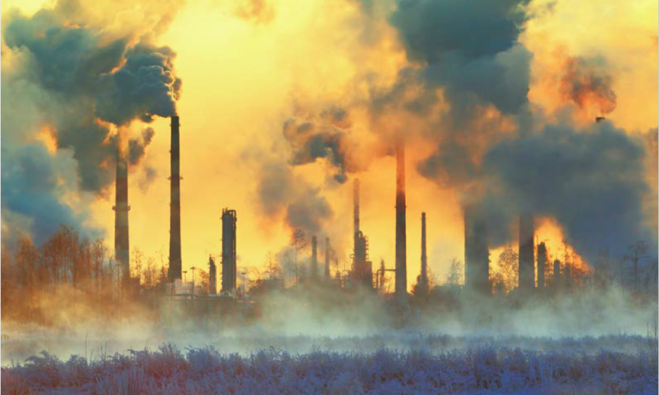 Image of Industrial Pollution with Yellow hue