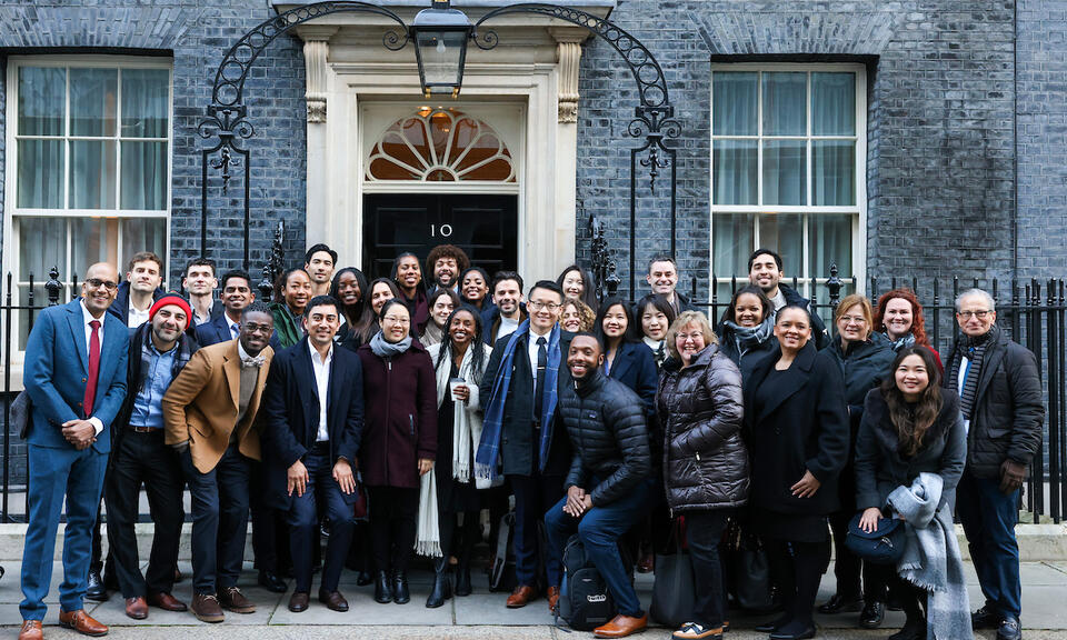 Imperial students outside 10 Downing Street