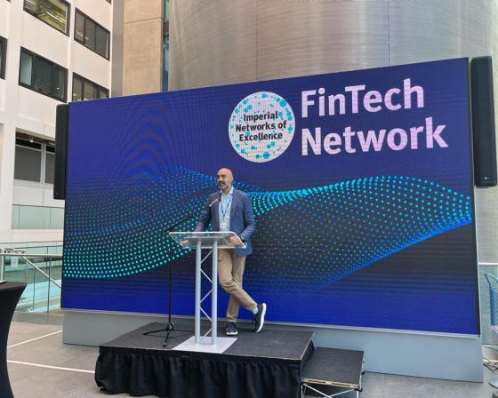 photo of Prof Chana speaking at the fintech network meet up