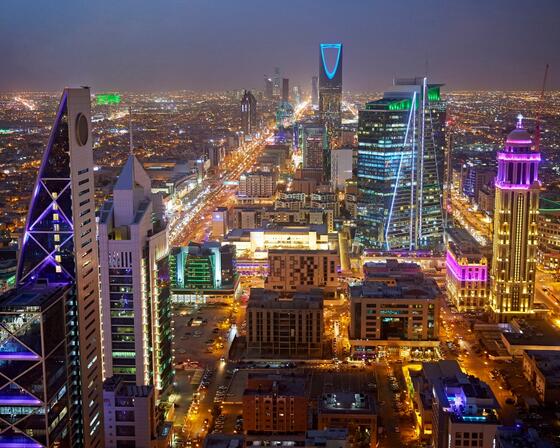 The city of Riyadh, Saudi Arabia at night