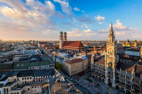 The city of Munich, Germany in the evening