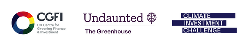 Logos for the CGFI, Undaunted Greenhouse and Climate Investment Challenge lined up next to eachother 