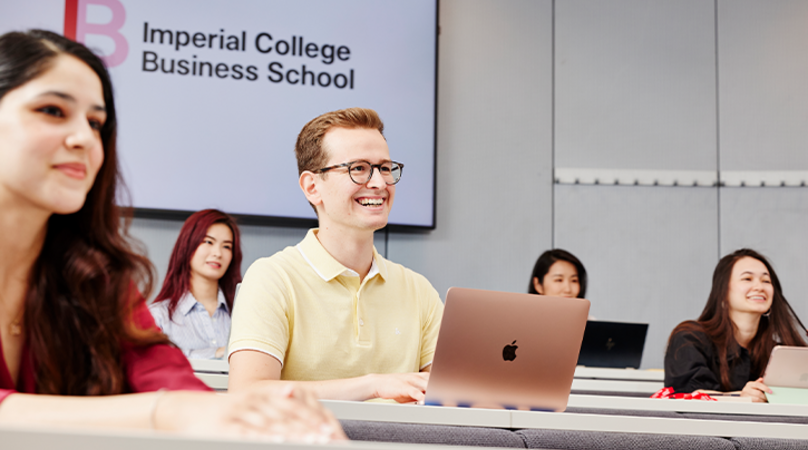 Students laughing in lecture theatre