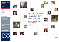 Centenary website homepage