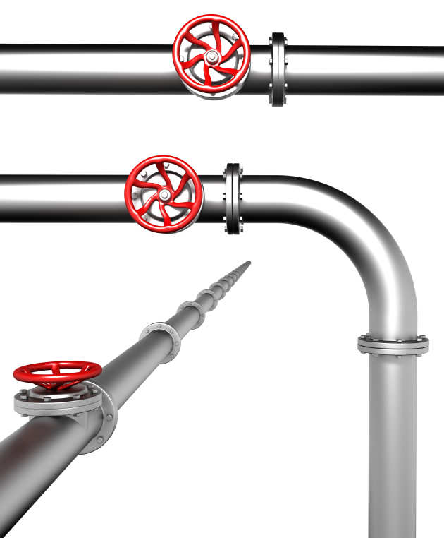 Pipes with red valves