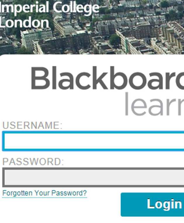 Blackboard login screen