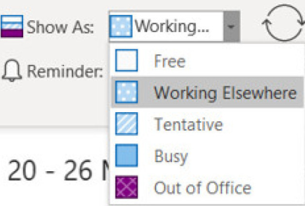 working elsewhere outlook options