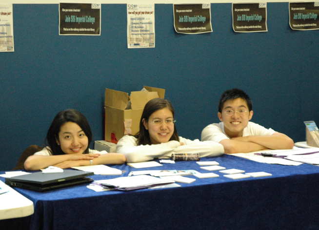 Peter, Christin and Annabel recruiting new SIS members at Freshers’ Fair 