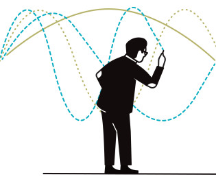 Illustration of man drawing graph lines