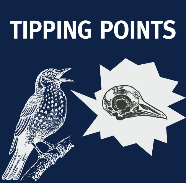 Image of the Tipping Points podcast logo featuring a bird and birds skull