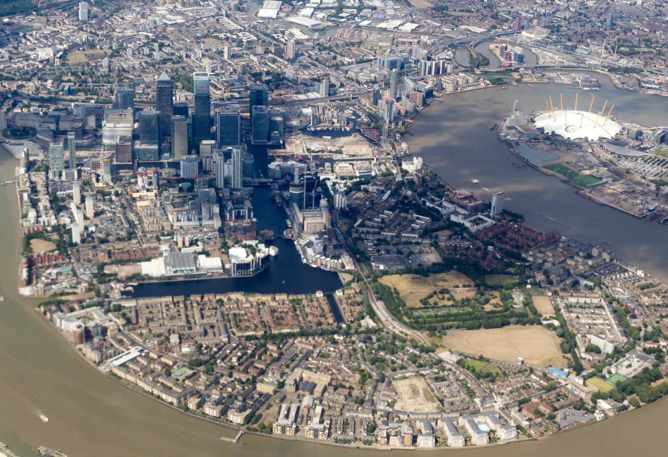 Aerial view of Isle of Dogs by Katie Chan