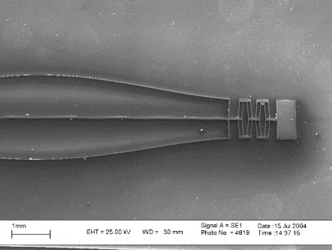Prototype of coil support, fabricated by deep reactive ion etching of Si.