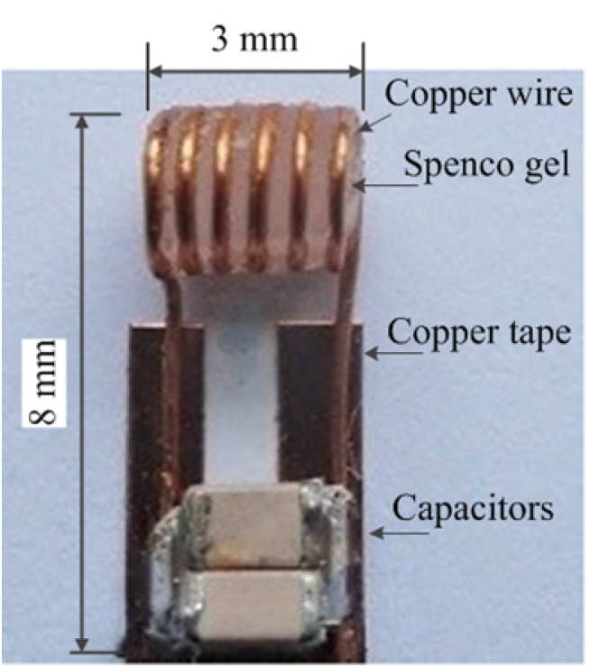 Tuned resonant microcircuit used as the markers for probe tracking. 
