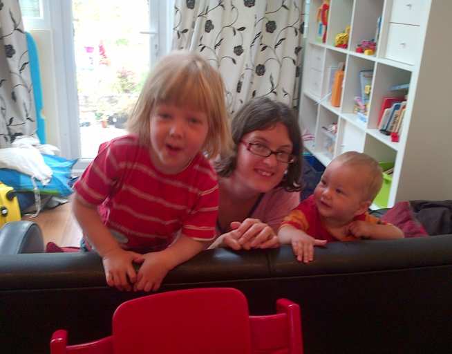 Dr Alex Lewin at home with her children