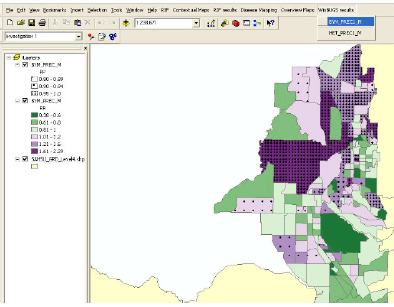 Screenshot of the Rapid Inquiry Facility plug in for ArcGIS