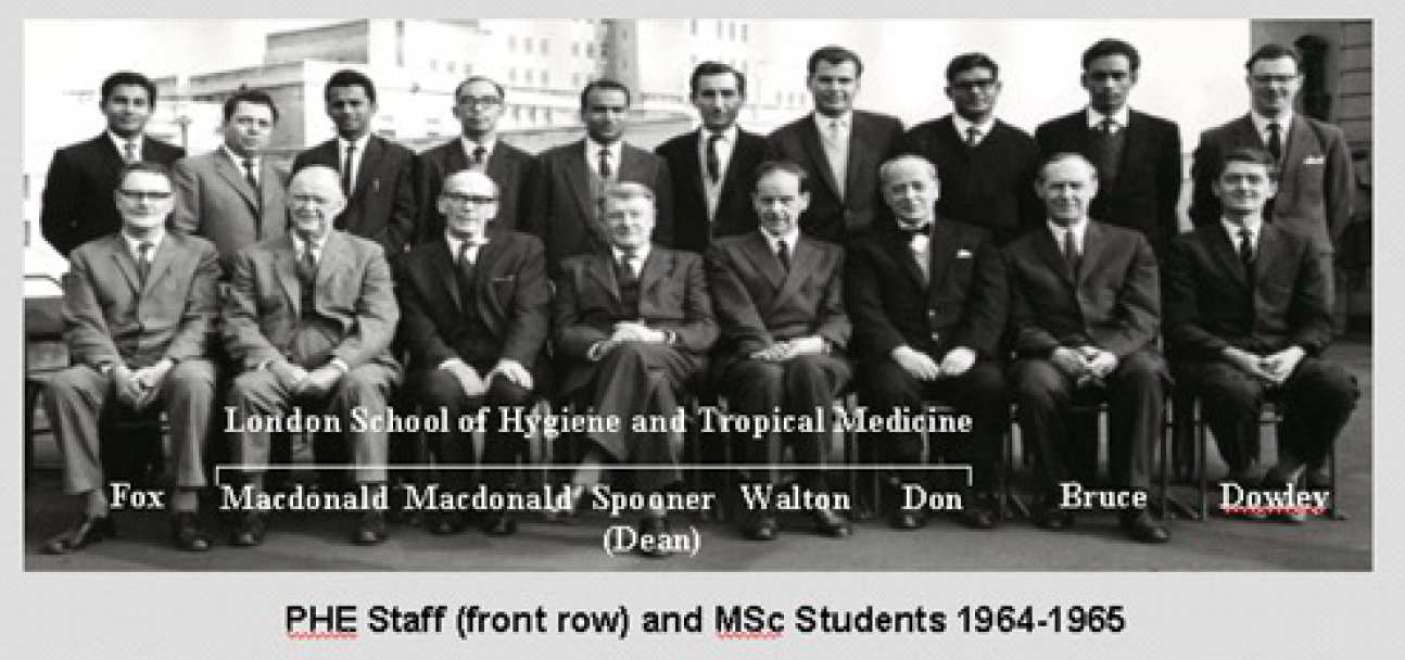 PHE staff (front row) and MSc students 1964-65