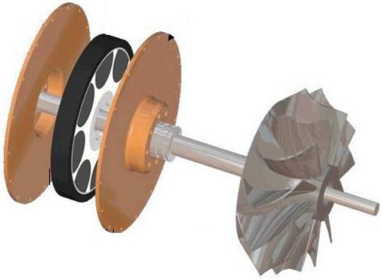 Main components of the dynamometer - the stators, the magnet and the rotor