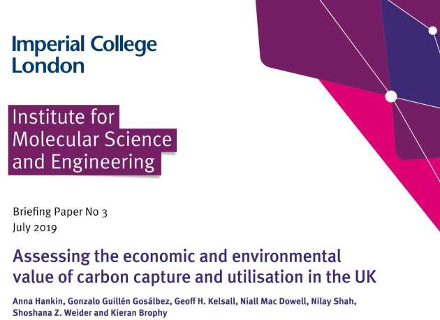 Image of the front cover of the briefing paper on carbon capture and utilisation