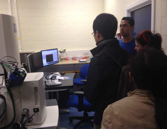 (Hamid Abdolvand and Rajesh Korla giving a tour of the Materials Department, University of Oxford)