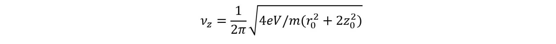 eq 1: v_z = (1/2pi) sqrt(4eV/m(r_0^2 + 2z_0^2))
