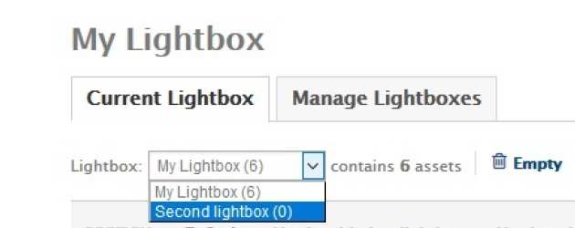 Lightbox dropdown menu screen shot