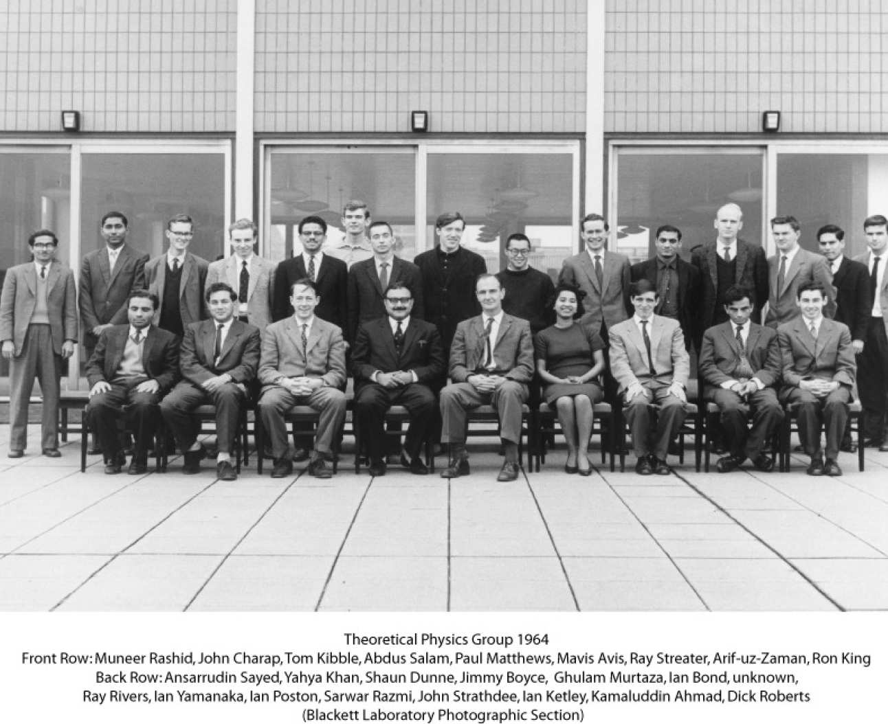 Theoretical Physics Group 1964 black and white photo