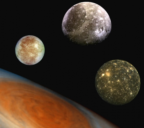 Jupiter's three icy moons (Credit: NASA)