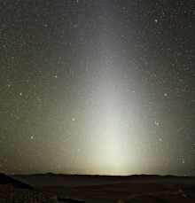 Zodiacal light on the horizon shortly before dawn