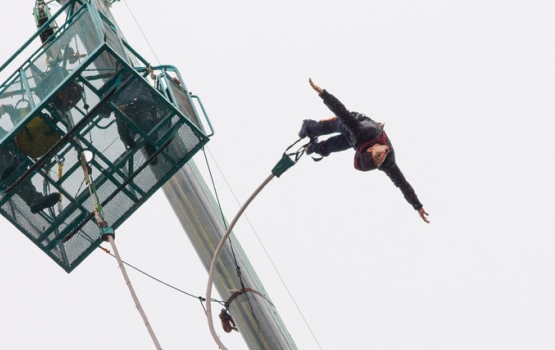 Sam's brave leap - RAG's first bungee jump