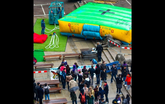 During the day, crowds gathered at the site, next to the Queens Tower and the Sherfield Building