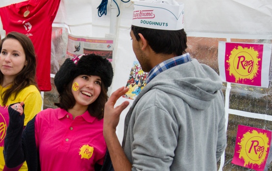 Despite the rain, RAG team members kept spirits high and sold many doughnuts to onlookers