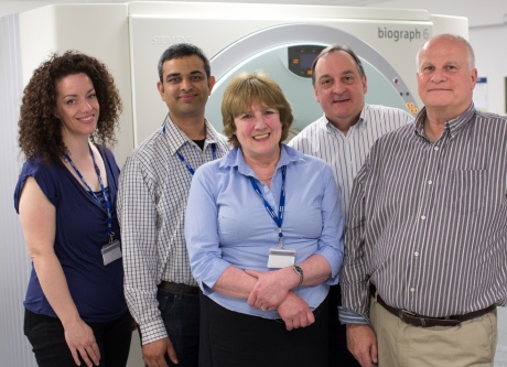 The Clinical Imaging Facility team. Left to right: Julie Fitzpatrick, Gokul Kolipaka, Hope McDevitt, Albert Busza, Andy Blyth