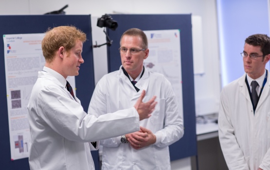 HRH is given a tour of the Centre by Professor Anthony Bull