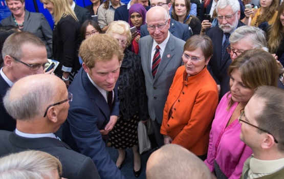 After speaking and unveiling the plaque, HRH was introduced by Professor Anthony Bull to other VIP's including Sir Bobby Charlton