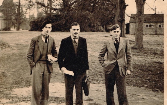 Alumni Terry O'Marr, Barry Gradham and John Head on the Silwood Park survey course in 1955