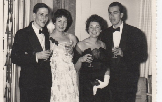 Alumnus Jack Helfenstein with his wife Janet and friends at the Imperial College Commemoration Ball in 1959