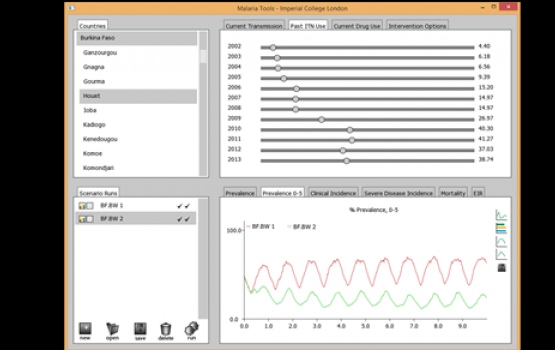 Screenshot from the Malaria Tools software
