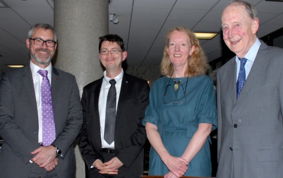 Paul Hardaker, CEO of the Institute of Physics, Prof John Dudley, Prof Jo Haigh and Prof Tom Kibble