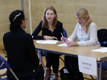 Mock interview panel interviewing a student