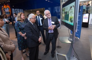 Professor Chris Hankin introduces the Institute of Security Science and Technology to the President of Singapore